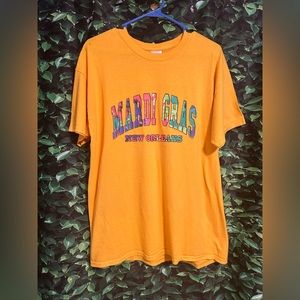 Mardi Gras New Orleans T Shirt Yellow Short Sleeve Mens Large